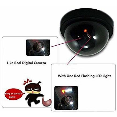 Camara Domo Cctv Seguridad Falsa 4 Luz Led Roja Alerta