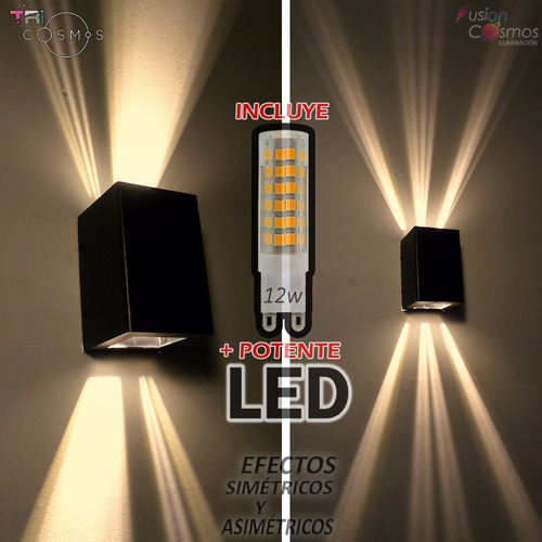 Imagen 6 de 10 de Aplique Exterior Jardin Efecto Laser Rayos X Led 12w Pack X5