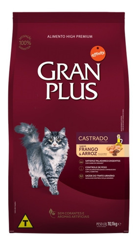 Alimento Gran Plus Castrados para gato adulto sabor frango e arroz em saco de 10.1kg