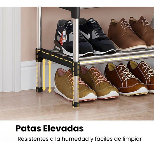 Zapatero Estante De Calzado De 6 Nivel Con Pasamanos Lateral Azul