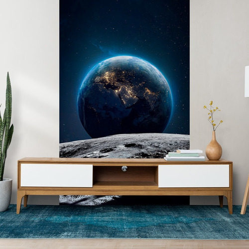 Vinil Adhesivo Tapiz Planeta Tierra Luna Vista Decoración