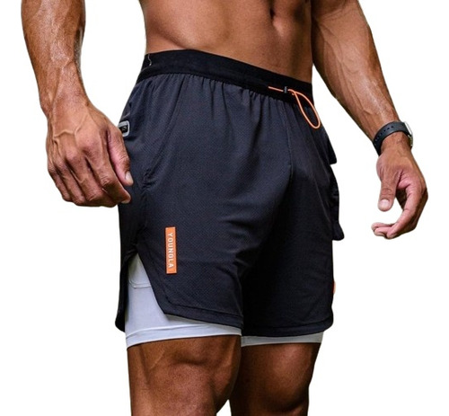 Bermudas De Fitness 2 En 1 Para Hombre