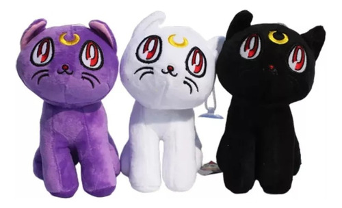 Peluche Gatita Luna Sailor Moon Color Morado Blanco Negro X1