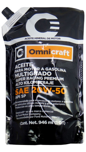 Aceite Motor Gasolina 20w50 Omnicraft Ford 946ml