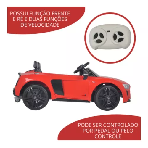 Mini Carro Elétrico Infantil Criança 12V Audi R8 Spyder Controle