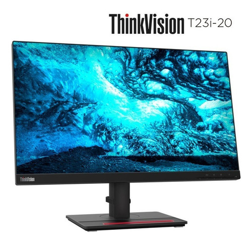 Monitor Lenovo Thinkvision T23i-20 de 23 Ips, Dp, Hdmi, Vga, cor preta