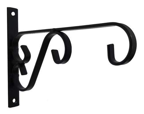 Imagem 2 de 4 de Suporte Mão Francesa Rústico P/ Plantas 20cm Preto Kit C/ 2