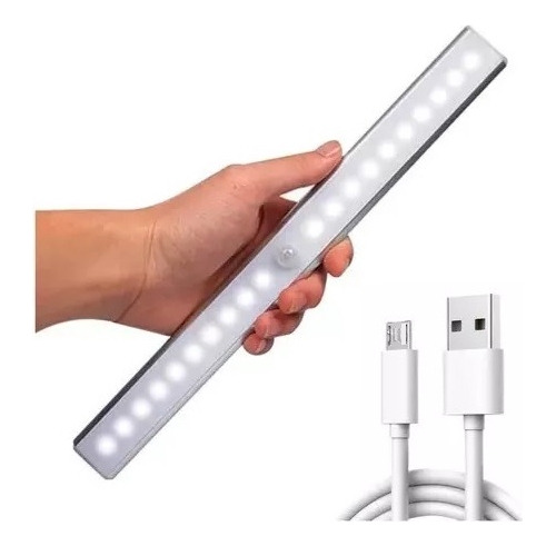 Lampara Tubo Luz Led Recargable Sensor De Movimiento 19cm