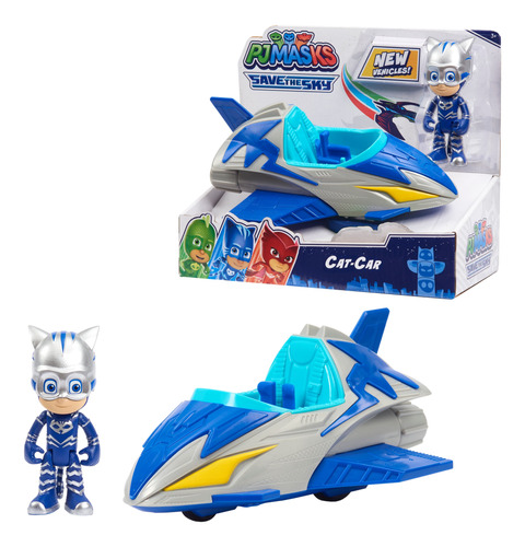 Pj Masks Save The Sky Cat-car, Figura Y Vehículo Cat-boy, Az