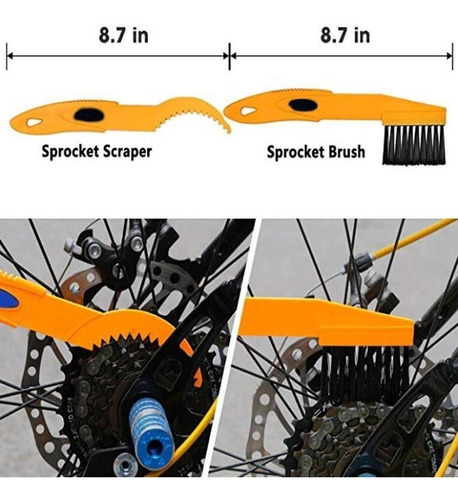 Kit De Escovas P/ Limpeza De Bike 8 Peças Limpador Corrente