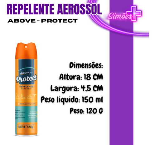 Repelente De Insetos Above Protect 150ml Contra Dengue 4 Un