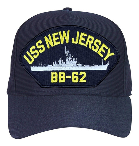 Uss New Jersey Bb-62 Baseball Cap. Navy Blue. Made In Usa