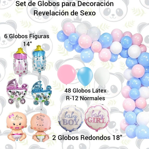 Set De Globos Para Decoración Fiestas Revelación Sexo Bebé 