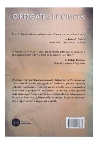 O Resgate Da Fé Cristã, De Carl F. H. Henry. Editora Monergismo, Capa Mole Em Português, 2017