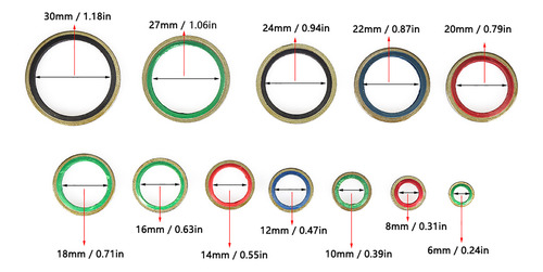 O Ring 240pcs 6\8\10\12\14\16\18\20\22\24\27\30mm Metal