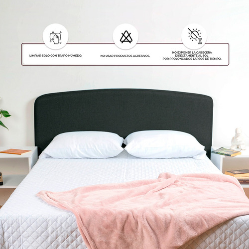 Cabecera Matrimonial Hawai Moderna Estilo Minimalista, Atlas Color Gris oscuro