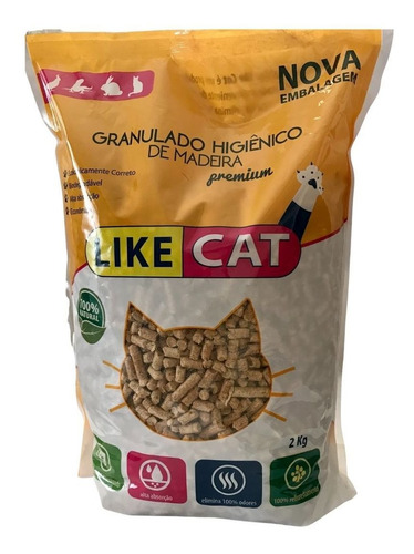 Imagem 1 de 2 de Granulado De Madeira Para Gatos Premium Like Cat 2 Kg