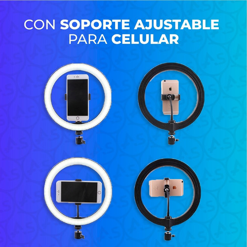 Imagen 5 de 10 de Aro De Luz Led Profesional 30cm Usb 3 Modos Soporte Celular