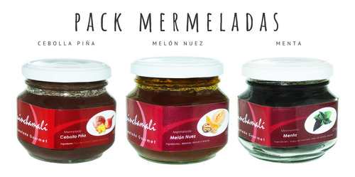 Mermeladas Quinchamali Cebolla Piña, Melón Nuez, Menta