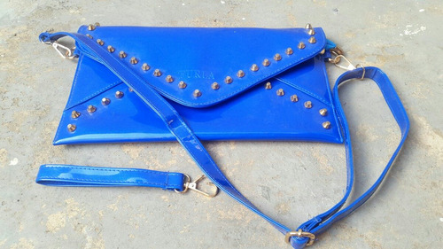 Cartera Tipo Sobre Damas Marca Furla Azul Electrico 34x20cm