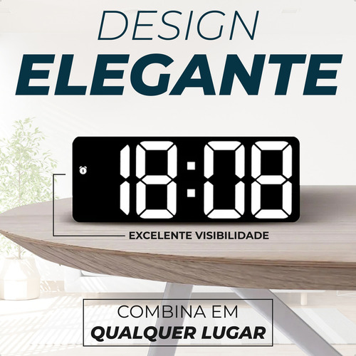 Edicasa Relógio Digital De Mesa E Parede Led Com Data Temperatura E Alarme Despertador Com Função Soneca