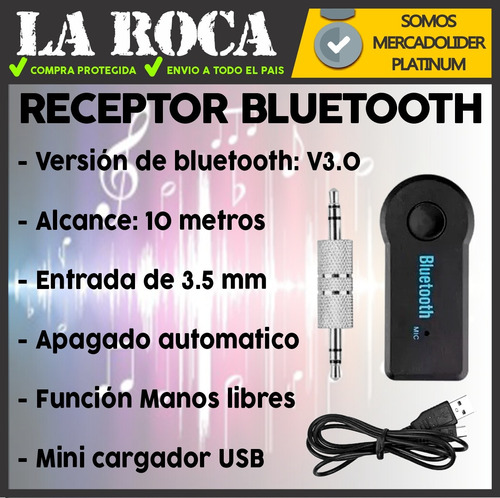 Imagen 5 de 10 de Receptor Bluetooth Entrada Auxiliar Recargable Manos Libres