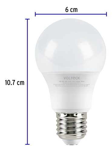 Foco Led T. Bulbo 6 W Luz Calida Voltech 46857
