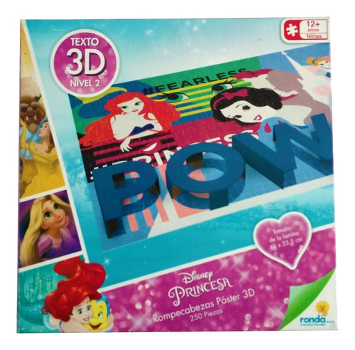 Rompecabezas Princesas Disney 250 Piezas Texto 3d  