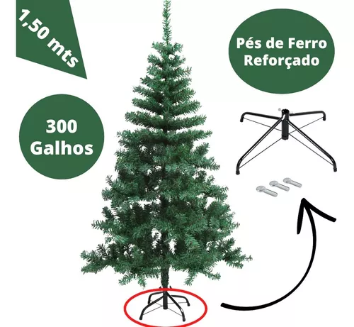 Árvore De Natal Pinheiro Tradicional 1,50m 300 Galhos