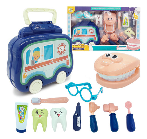 Set De Dentista, 11 Piezas, Con Dentadura Y Valija - 7867