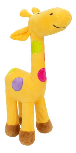 Girafa Amarela Com Pintas Coloridas 34cm - Pelúcia