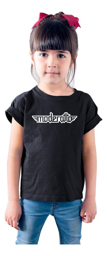 Camiseta Negra De Algodón Rock Moderatto Logo Banda