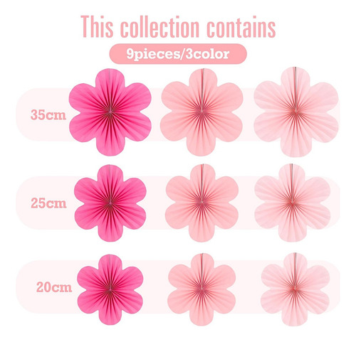 Set De Flores En Forma De Abanico De Papel Para Decoración