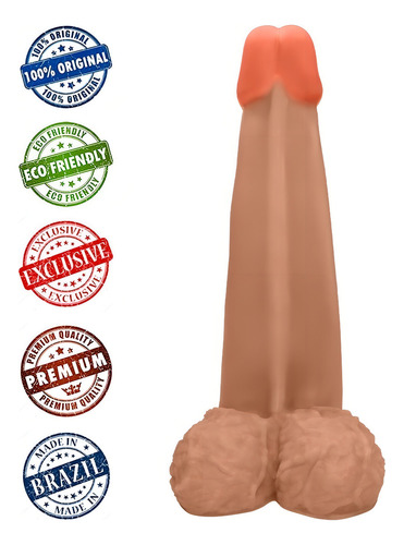 Pene grande y grueso con escroto largo, 28 x 8,3 cm, color beige