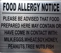 Comprar Señal Aviso Alergia Alimentaria Cepillo Aluminio 10 X 12