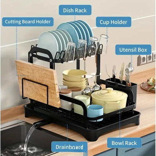 Escurridor Para Platos 2 Niveles Con 360° Drenaje Dutomático