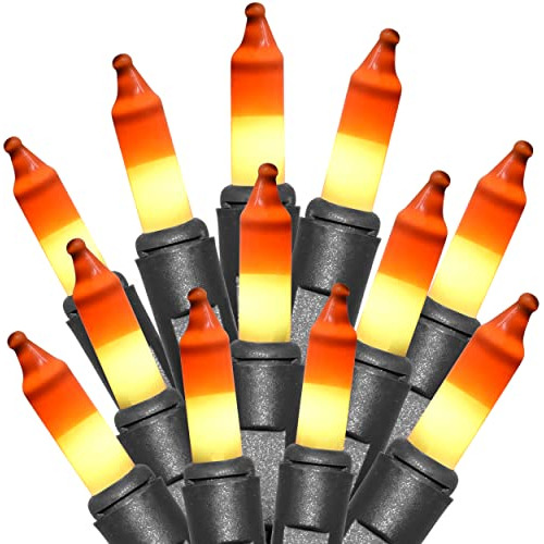 Candy Corn Halloween Lights Set, 200 Incandescent Orang...