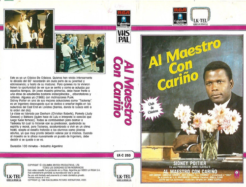 Al Maestro Con Cariño Vhs Sidney Poitier Christian Roberts