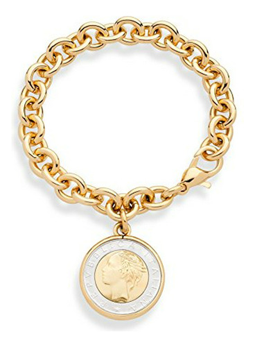 Miabella 18k Oro Sobre Bronce Italiano Genuino 500 Lira Cha