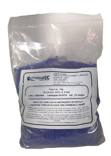 Imagem 1 de 1 de Silica Gel Azul 4-8mm 1kg Melhor Custo Beneficio Do Mercado
