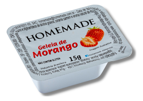 Kit 36 Un De Geleia Homemade Sabor Morango Em Blister 15g