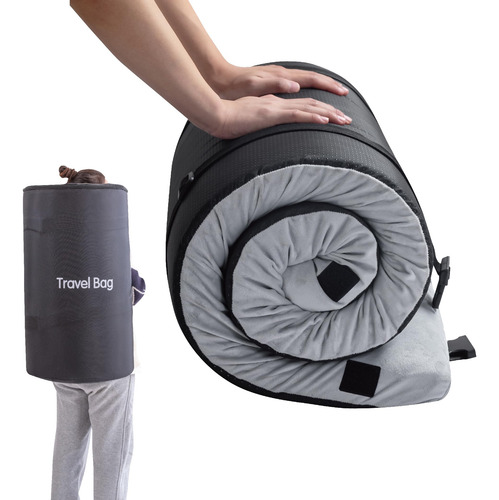 Colchón De Espuma Viscoelástica Para Cuna Portátil Enrollabl Gris