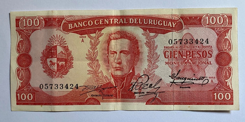 Billete Uruguay 100 Pesos 1967, 7a1 Rotondaro, Bu06