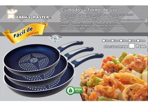Set De 3 Sartenes Diamante Cook's Master