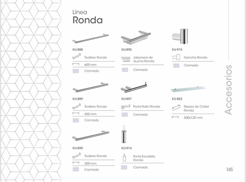 Ku-888 Toallero Cromado 600 Mm Ronda Accesorio 