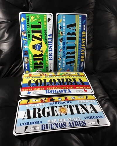 Combo!!! Carteles De Chapa Argentina Aruba Brasil Colombia