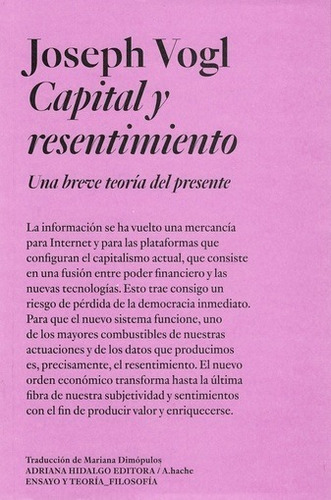 Capital Y Resentimiento Joseph Vogl Edit Adriana Hidalgo