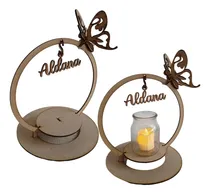 Comprar 12 Centros De Mesa Aros Fibrofacil Con Mariposa Y Nombre.
