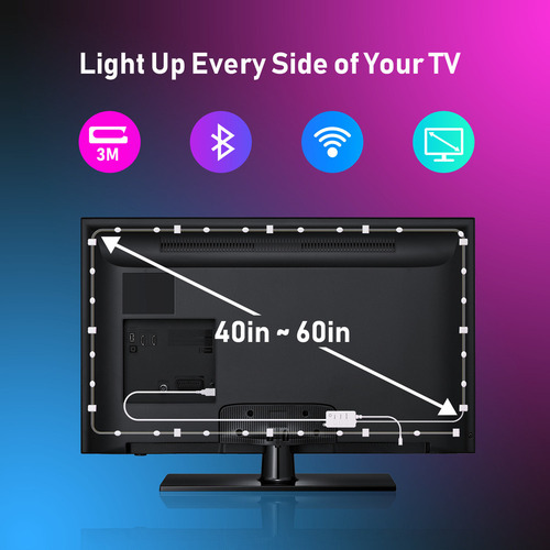 Retroiluminación Led Wifi Para Tv Inteligente M Rgb Usb 5v I