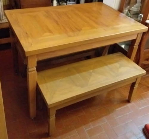 Conjunto Mesa C/ Banco + Aparador Bancada Madeira Maciça